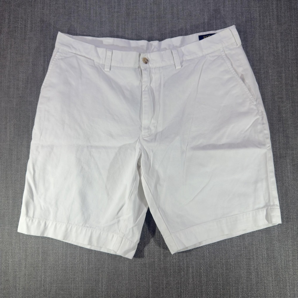 Polo Ralph Lauren Shorts Mens 36 White Chino Classic Fit Flat Front Casual